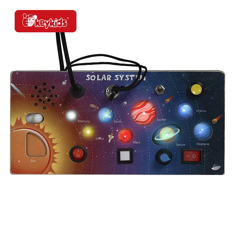 Montessori Sensory Switch Toy Wooden Solar System Activity Board for Kids W12D636